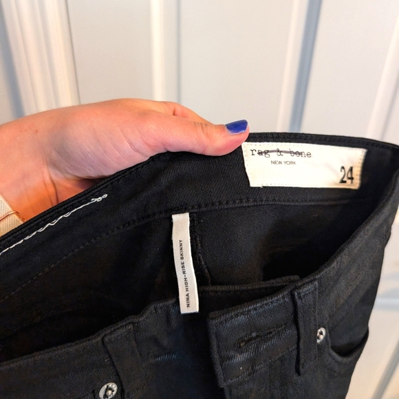NEW Rag & Bone New York | Nina Skinny High-Rise Jean in Coated Black | Size 24 - Picture 5 of 10